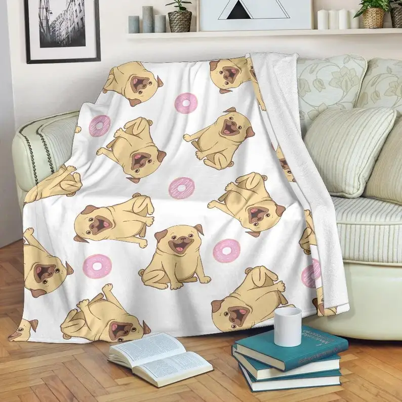 

Pug Blanket - Dog Pets Throw Blanket - Pug Fleece Blanket - Pug Dad Mom Adult Kid Blanket - Dog Lover Paws Gifts Her Him