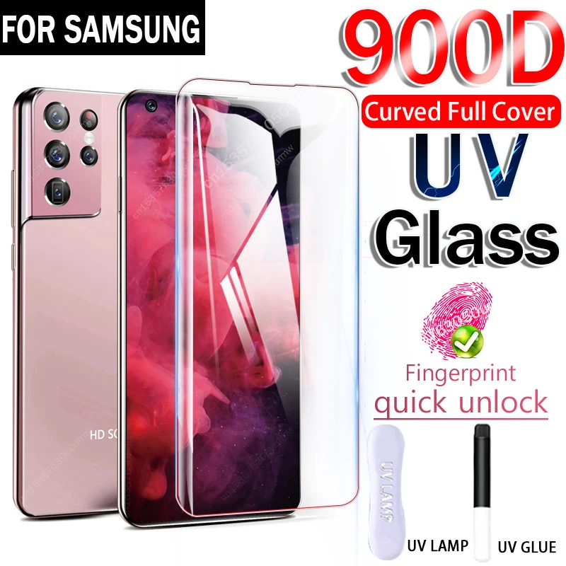 

900D UV Tempered Glass For Samsung Galaxy S21 S22 Plus Ultra Note 20 Ultra Screen Protector Note 10 9 S9 8 S10 E 5G S20 Plus S21