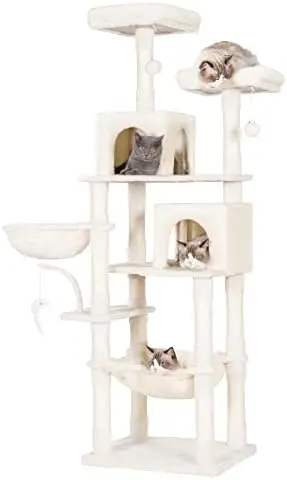 

POPTOP Cat Tree with Toy,70 inches Tower condo for Indoor Cats, House with Padded Plush Perch, Cozy Hammock and Sisal Scratchi