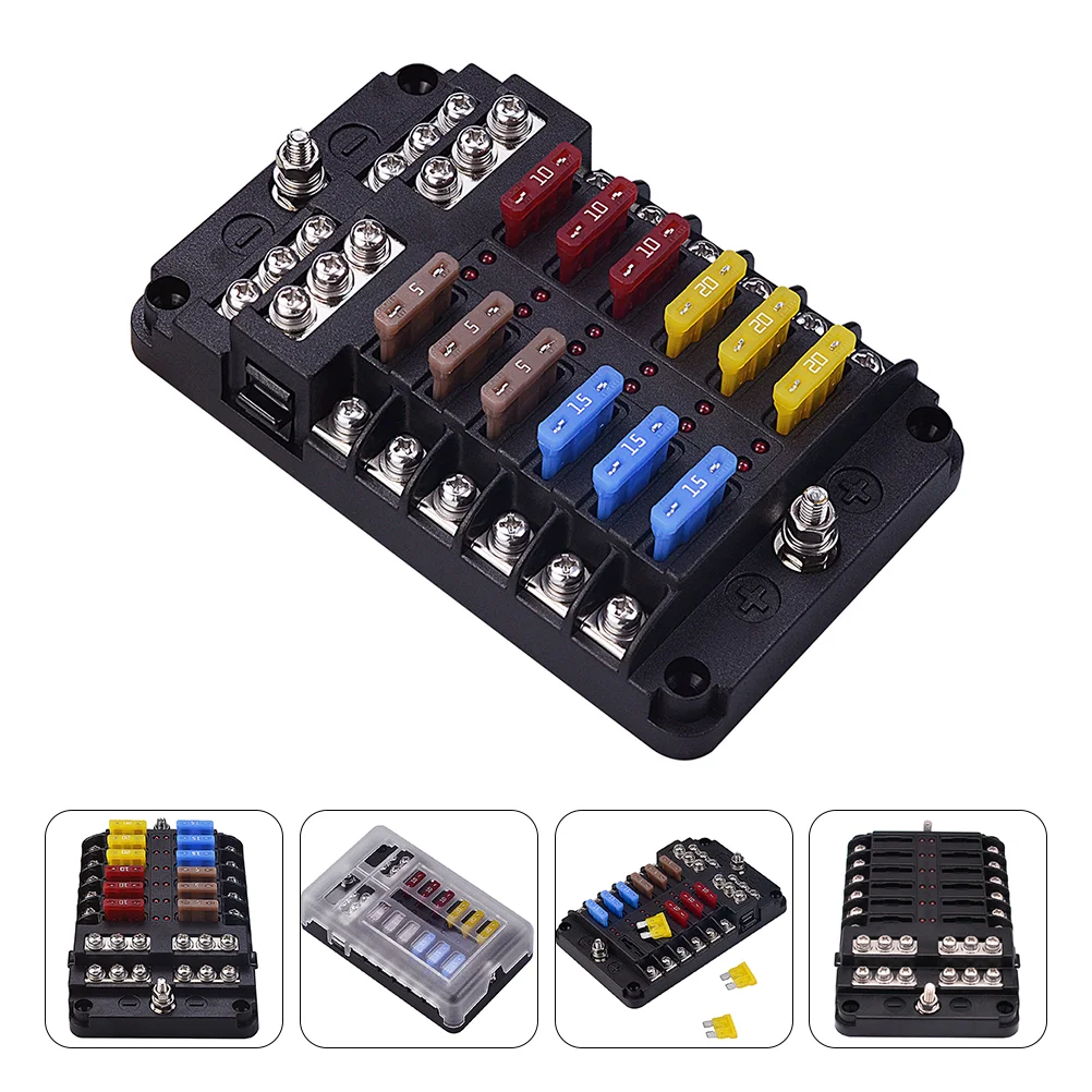

1 Set Car 12 Way Fuse Box Holder with LED Indicator and Waterproof Cover
