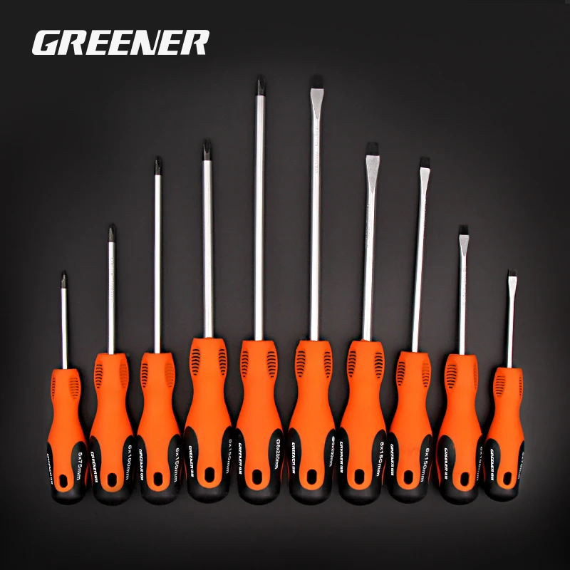 

Greener 1 Pcs Screwdriver Removable Magnetic Bits Cross word Slotted Lengthened screwdriver Household Repair Hand Tool