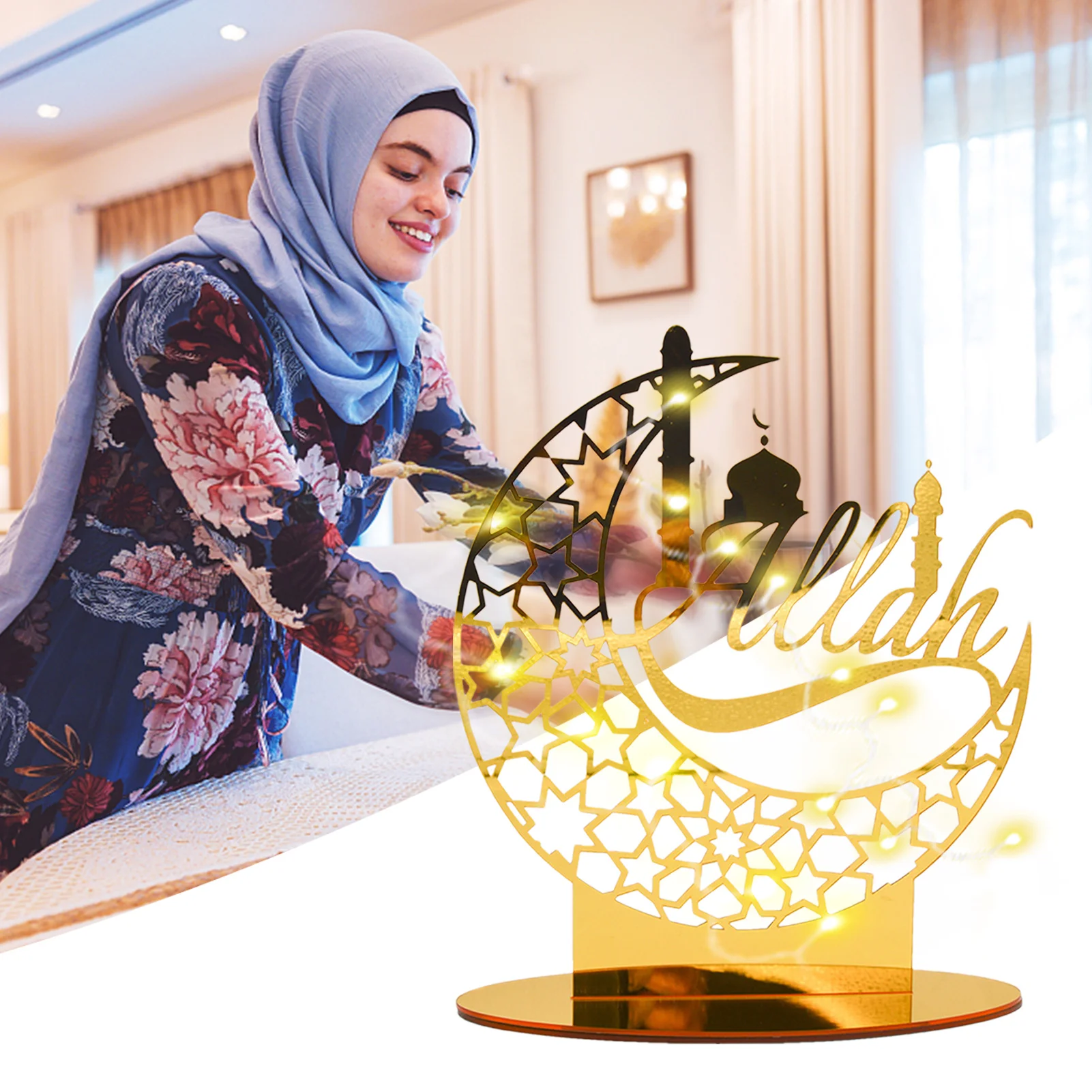 

Eid Mubarak, акриловое украшение, яркая полоса для дома, Исламские мусульманские товары для вечеринок, подарки