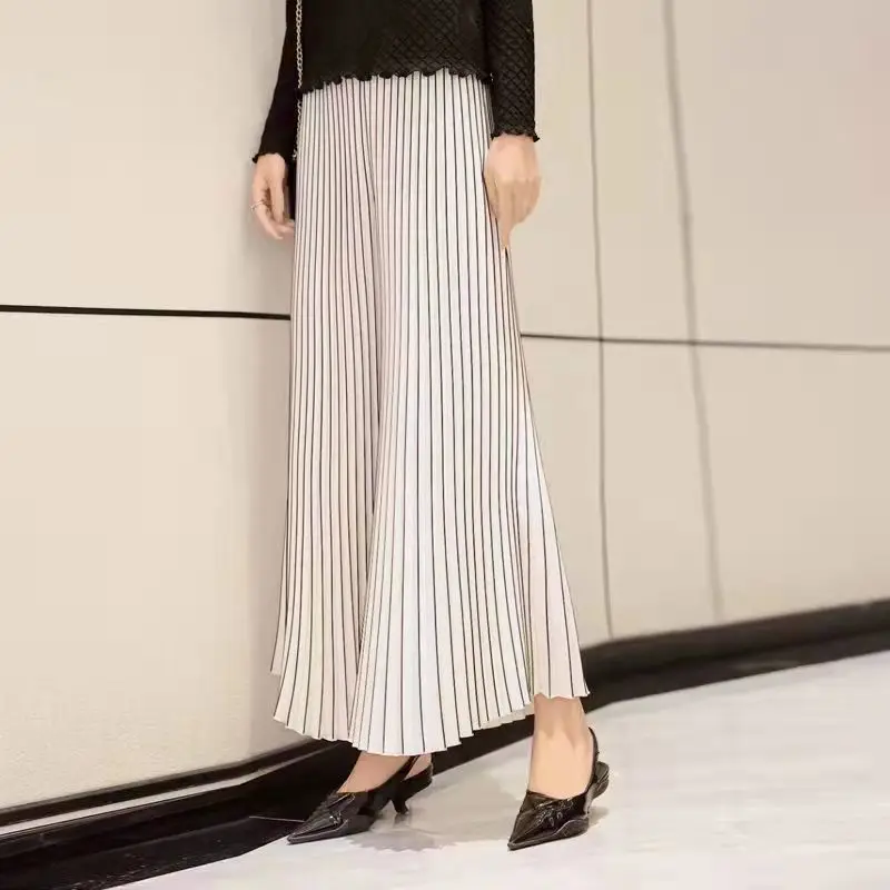 

Miyake Pleated Organ Cropped Pants Wide-Leg Pants High Waist All-Matching Loose Vertical Casual Pants Pleated Pants Women