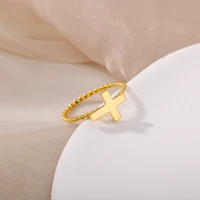 vintage cross rings for women stainless steel cross plated geometric finger ring korean fashion wedding jewelry gift femme