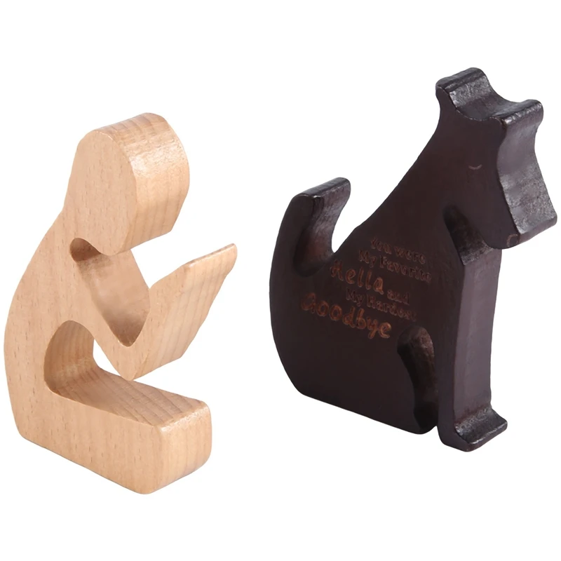 Деревянная семейная статуя собаки деревянное украшение ручной работы