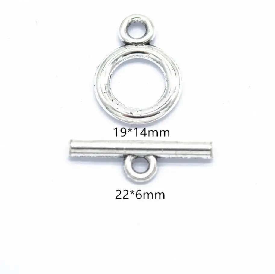 50Sets Silver Color OT Clasp Connector Toggle Clasps Buckle For Jewelry Making DIY Accessories ring 19*14MM,bar 22*6MM F0279