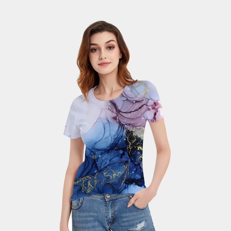 

2022 summer retro street fashion T-shirt women 3D comfortable print Harajuku short sleeve top all-match round neck clothing