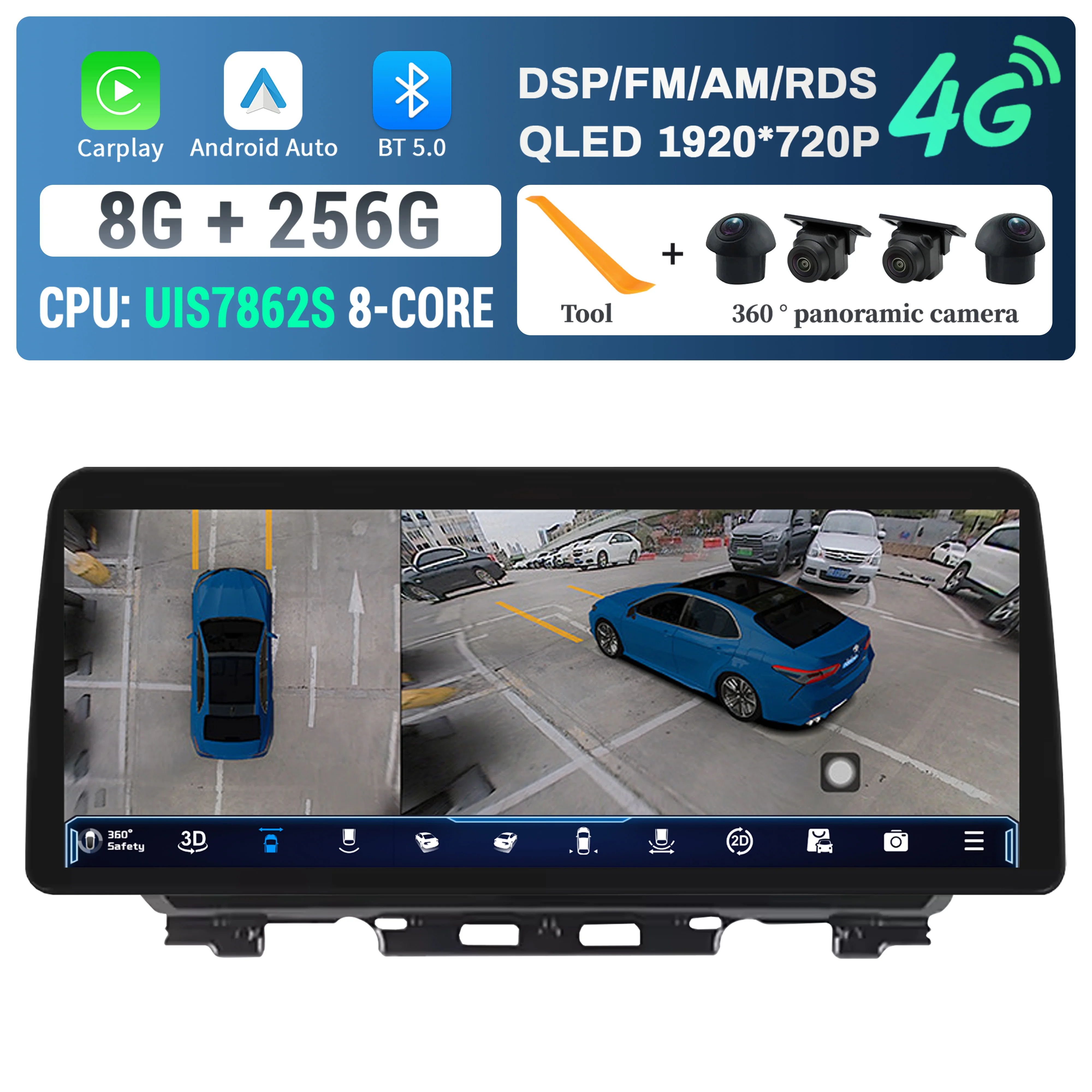 

12,3-дюймовый для Suzuki Jimny JB64 JB74 2018 2019 2020 Автомобильный радиоприемник Мультимедиа Android 14 Беспроводной BT CarPlay 4G GPS Экран головного устройства