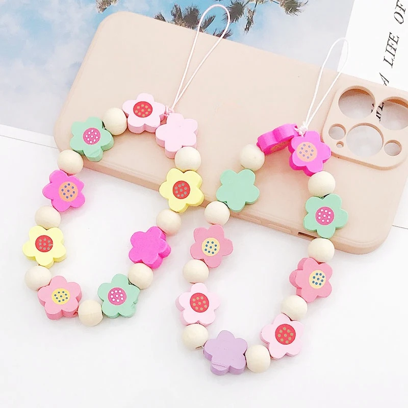 Маленькая деревянная подвеска для телефона из бисера цепочка бусин аксессуары