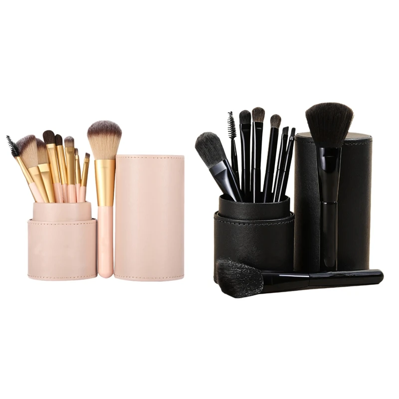 

Makeup Brushes 9Pcs Foundation Brush Blending Set With Travel Tube