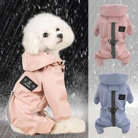 1pc reflective dog raincoat waterproof dog rain jacket coat clothes small medium dogs hoodies jumpsuit raincoats french bulldog