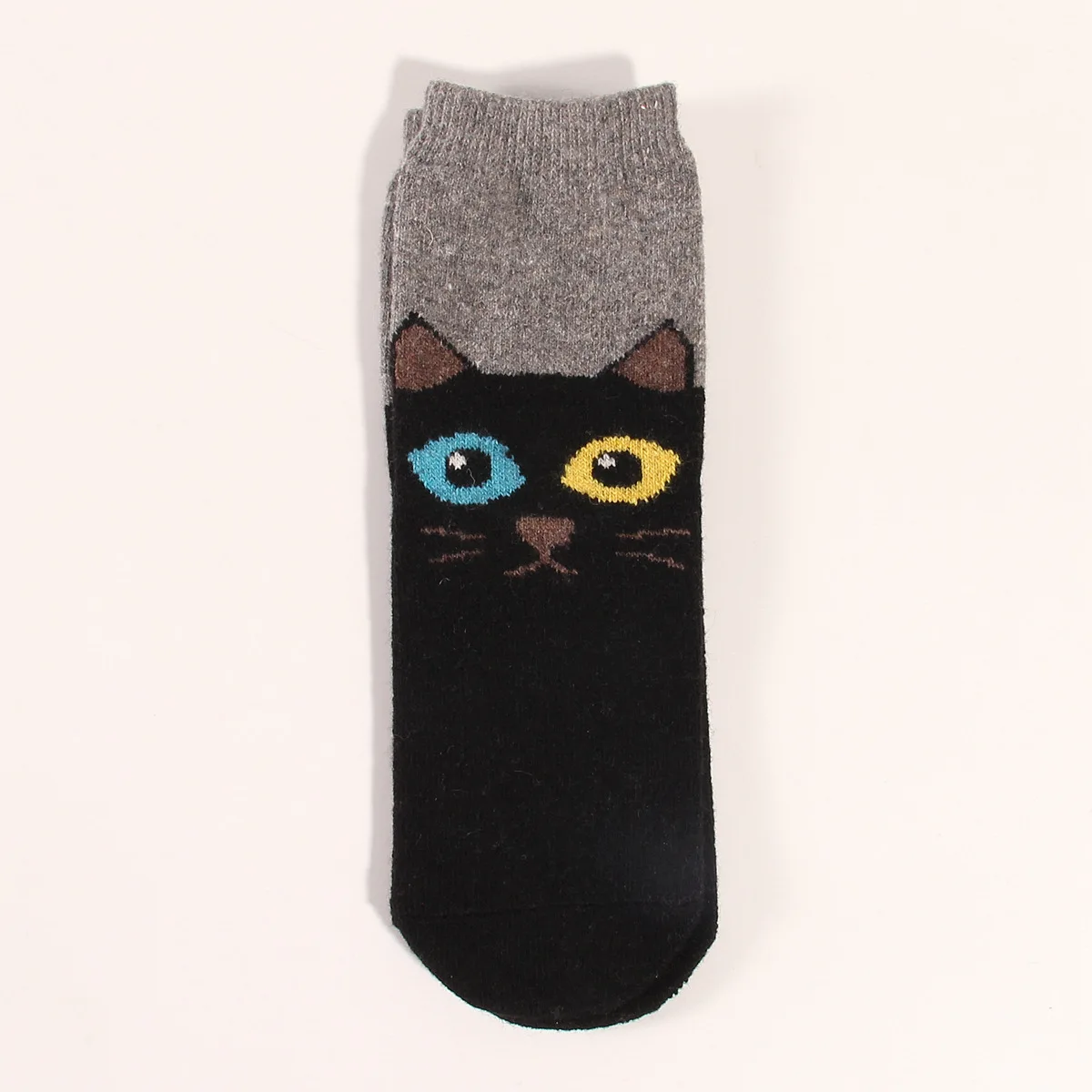 Winter Women Wool Socks Thick Warm Soft Cartoon Animal Dog Jacquard Socks Grey Beige Brown Red Black Color Casual Socks 12 Pairs