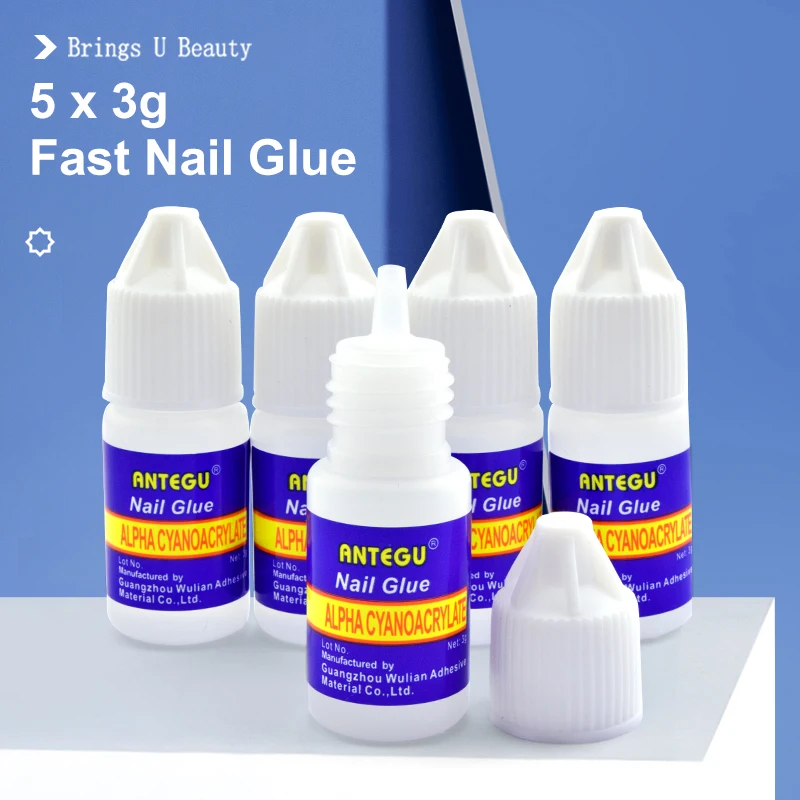 

5x3g Fast Manicure Nail Glue for Stickers Glitter Acrylic Rhinestones Decoration Nail Art UV Gel Nails False Tips Adhesive Tool