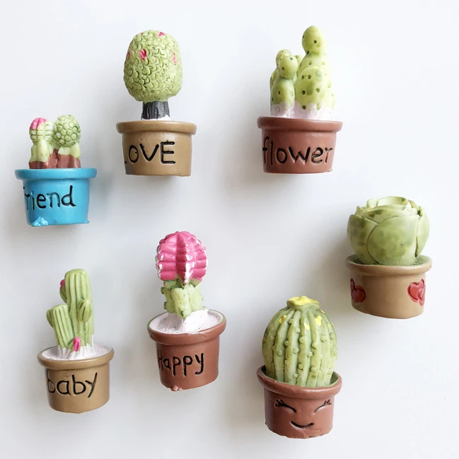 

3D Mini Cactus Magnetic Stickers for Blackboard Cute Mini Plants Fridge Magnets Kawaii Office Decor Home Decor Cute Gifts