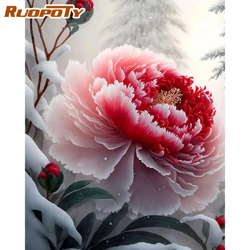 

RUOPOTY Frame Diy Painting By Numbers Kits 40x50cm Flowers Set Drawing On Numbers Handicrafts For Personalized Gift Kill Time