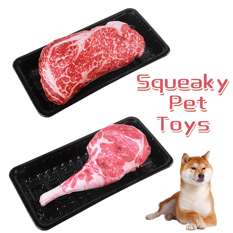 

Squeaky Pet Toys Tomahawk Steak Bite-Resistant Chewing Toy For Dogs Interactive Pet Supplies Durable Oxford Snowflake Dog Snack
