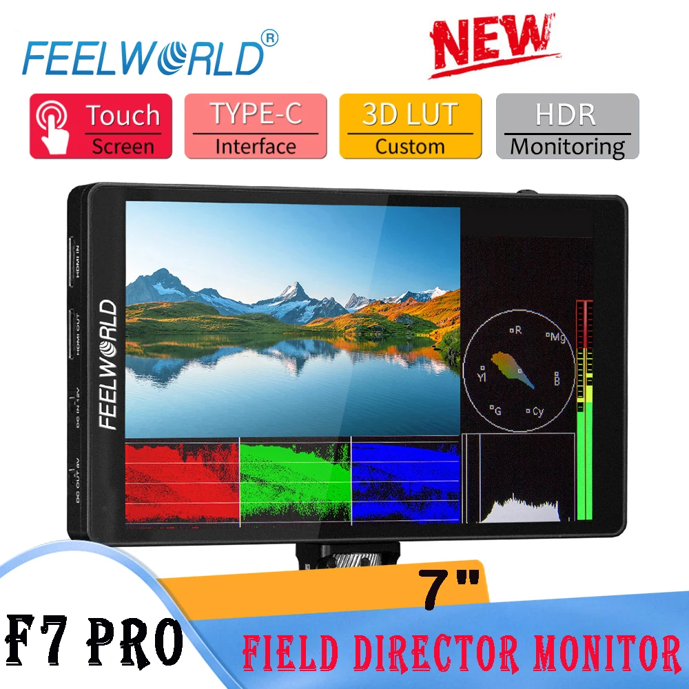 

FEELWORLD F7 PRO 7" IPS 3D LUT Touch Screen DSLR On-Camera Field Director Monitor HDMI 4K 60Hz HD with F970 External Power Panel