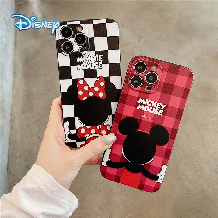 

Disney Mickey Lattice Cartoon Phone Case for iPhone 13 13Pro 12 12Pro 11 Pro X XS Max XR 7 8 Plus Kawaii Protective Covers