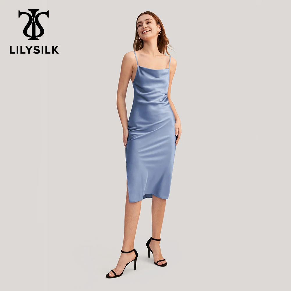 Платье LILYSILK женское шелковое без спинки элегантный притягательный сарафан с