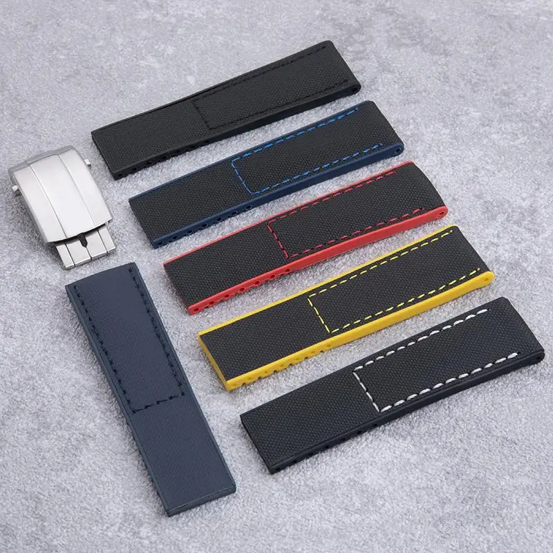 Ремешок NFR из нейлоновой ткани высокой плотности 22 мм 24 с резиновым ремешком