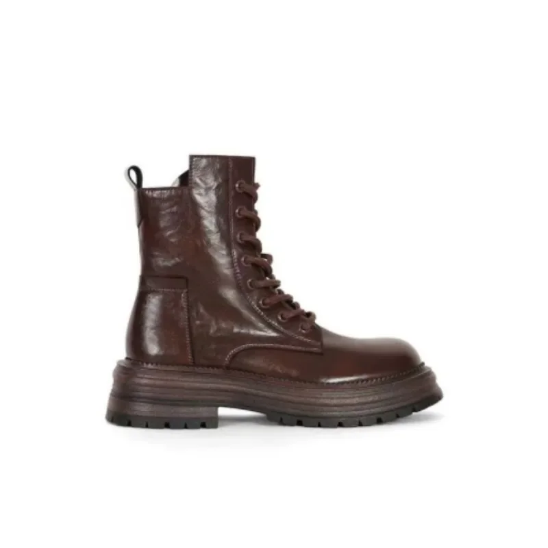 Женские зимние ботильоны на высоком каблуке кожаная обувь платформе