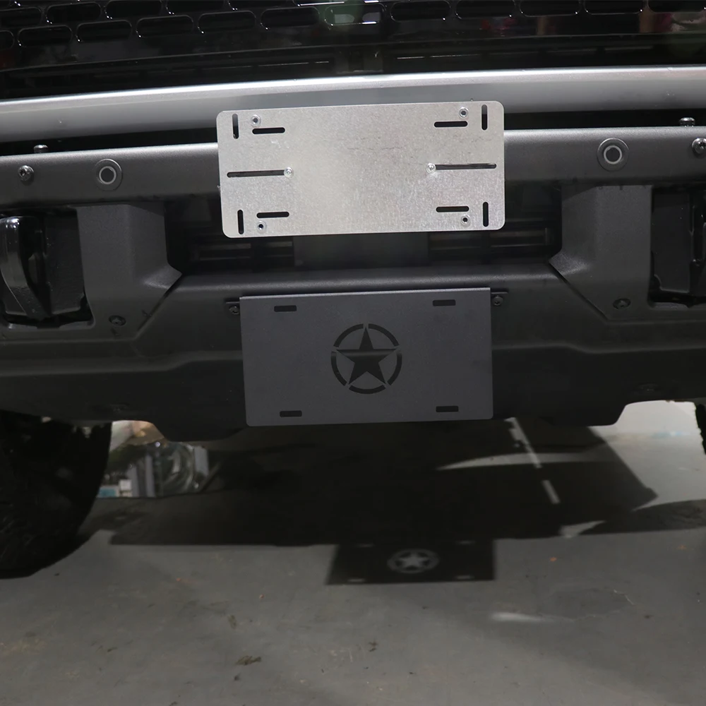 

SXMA B1023 BRONCO Front License Plate Black Five Star Model Base Frame Holder For Ford Bronco 2021+