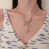 korean version of fashion personality geometric metal lava pendant necklace female temperament wild collarbone chain