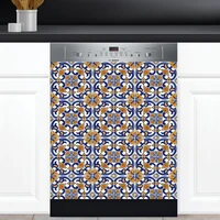 dishwasher cover choose magnet or vinyl decal sticker vintage timeworn look portugal spain azulejo tiles pattern design d0047