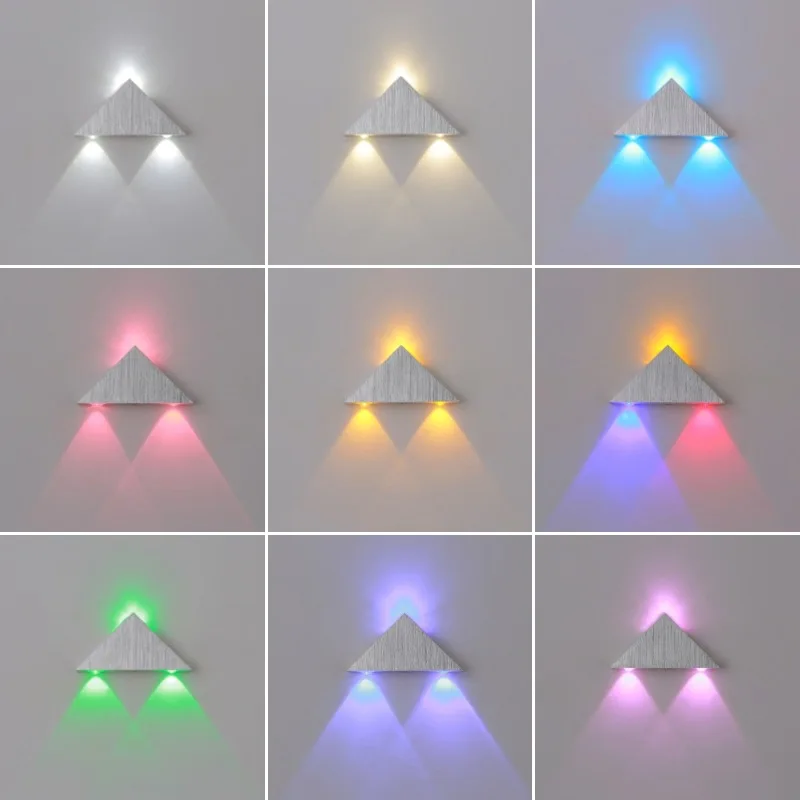 

E2 Indoor LED Lighting Aluminium 3W Wall Decor Lamps Lights Triangle Modern Bedroom Beside Lights for Home Room Decor Wall Lamps