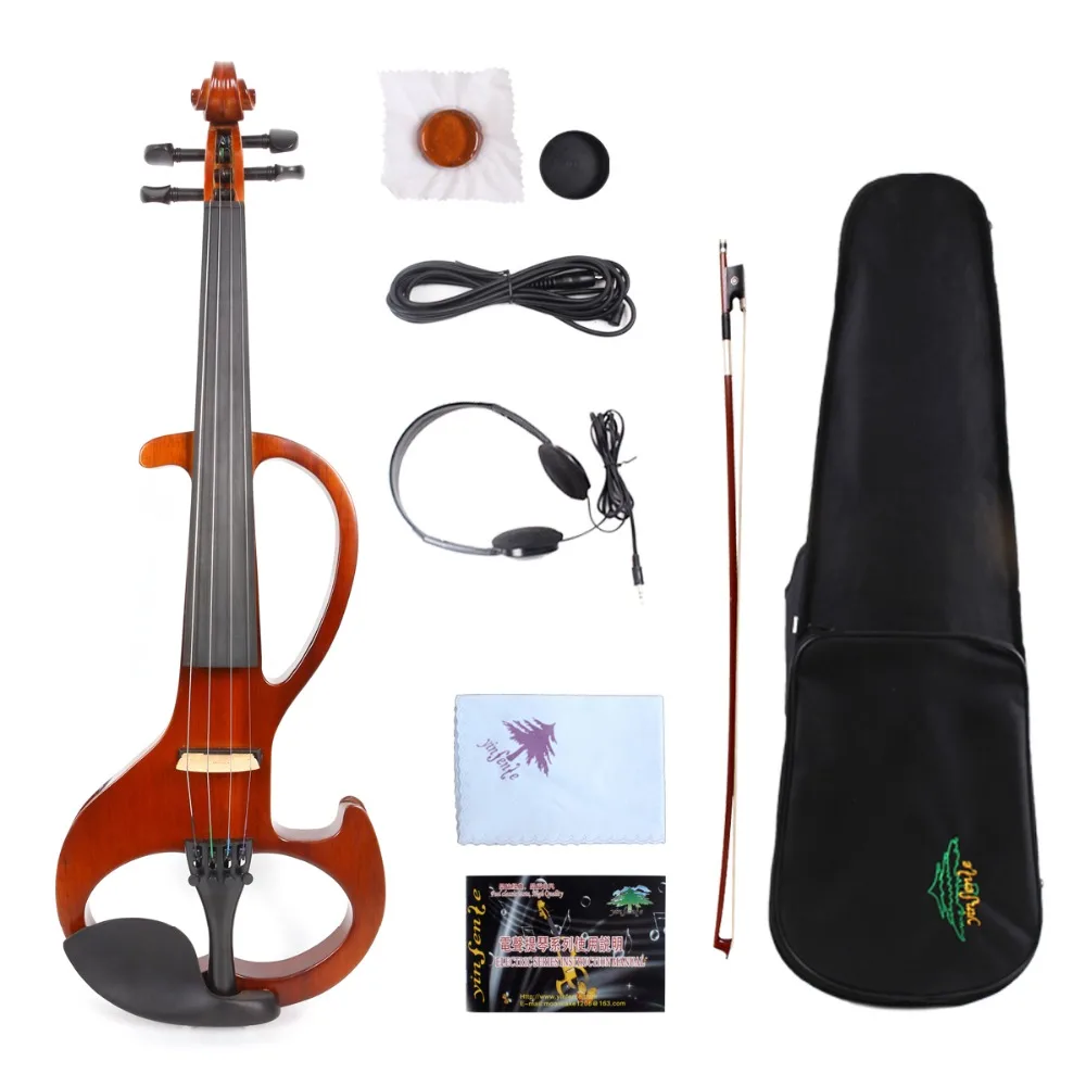 

4/4 Violin Full Size White Color Electric Violin Silent Pickup Sweet Sound Free Violin Case Bow