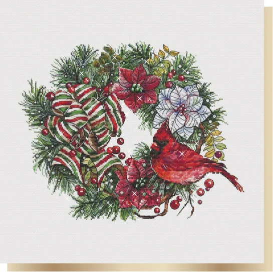 

Christmas bird wreath 41-35 Top Quality Beautiful Lovely Counted Cross Stitch Kit Height DIY Needle Work