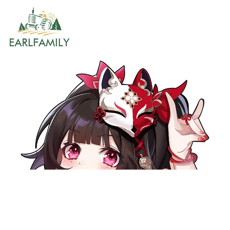 

EARLFAMILY, 13 см × 7,5 см, блестящие автомобильные наклейки с блестящими звездами Honkai, забавные оригинальные наклейки для автомобиля с защитой от царапин