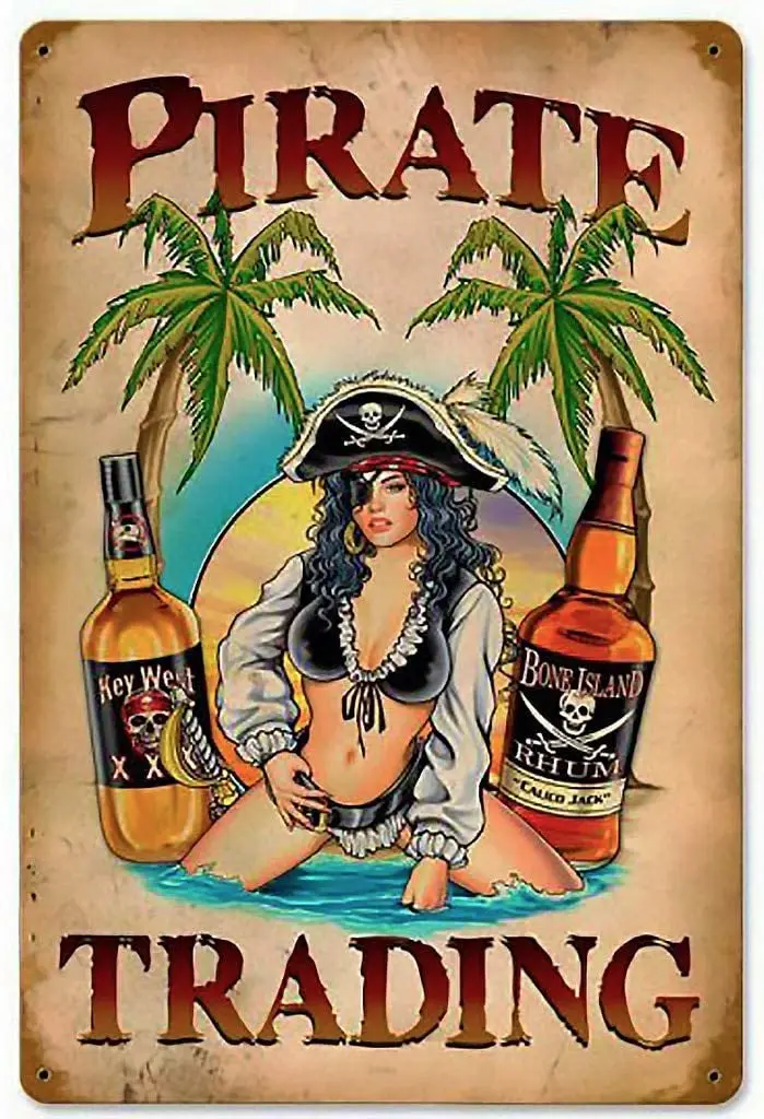 

Game Room Bathroom Decor Pirates Decorative Boards Captain Morgan Metal Plate Decoration for Home Tin Sign Wall Posters Plates