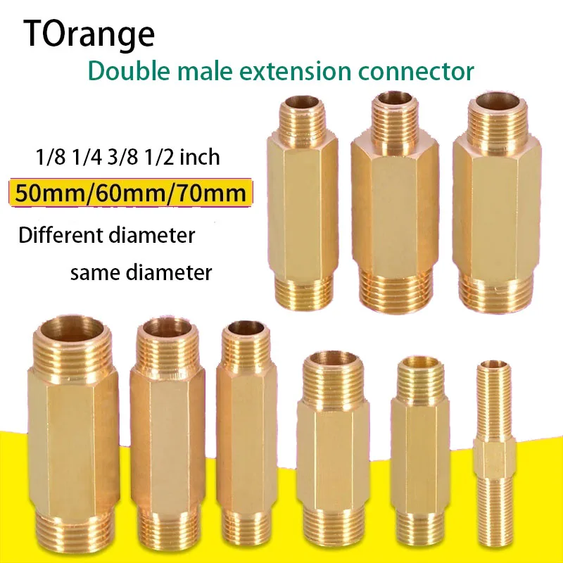 Brass lengthened direct 1/8 1/4 3/8 1/2 inch extension pipe diameter reduction conversion external thread copper fittings