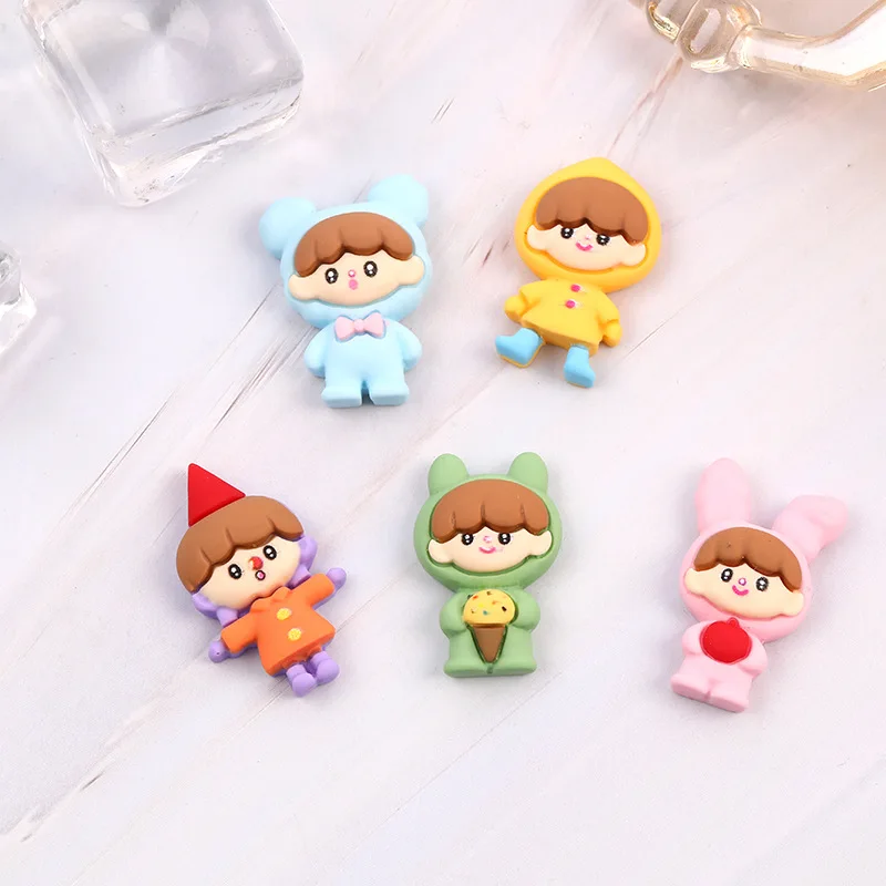 

10PCS Cute little boy doll resin jewelry accessories DIY phone case headdress organizer decorative patch material