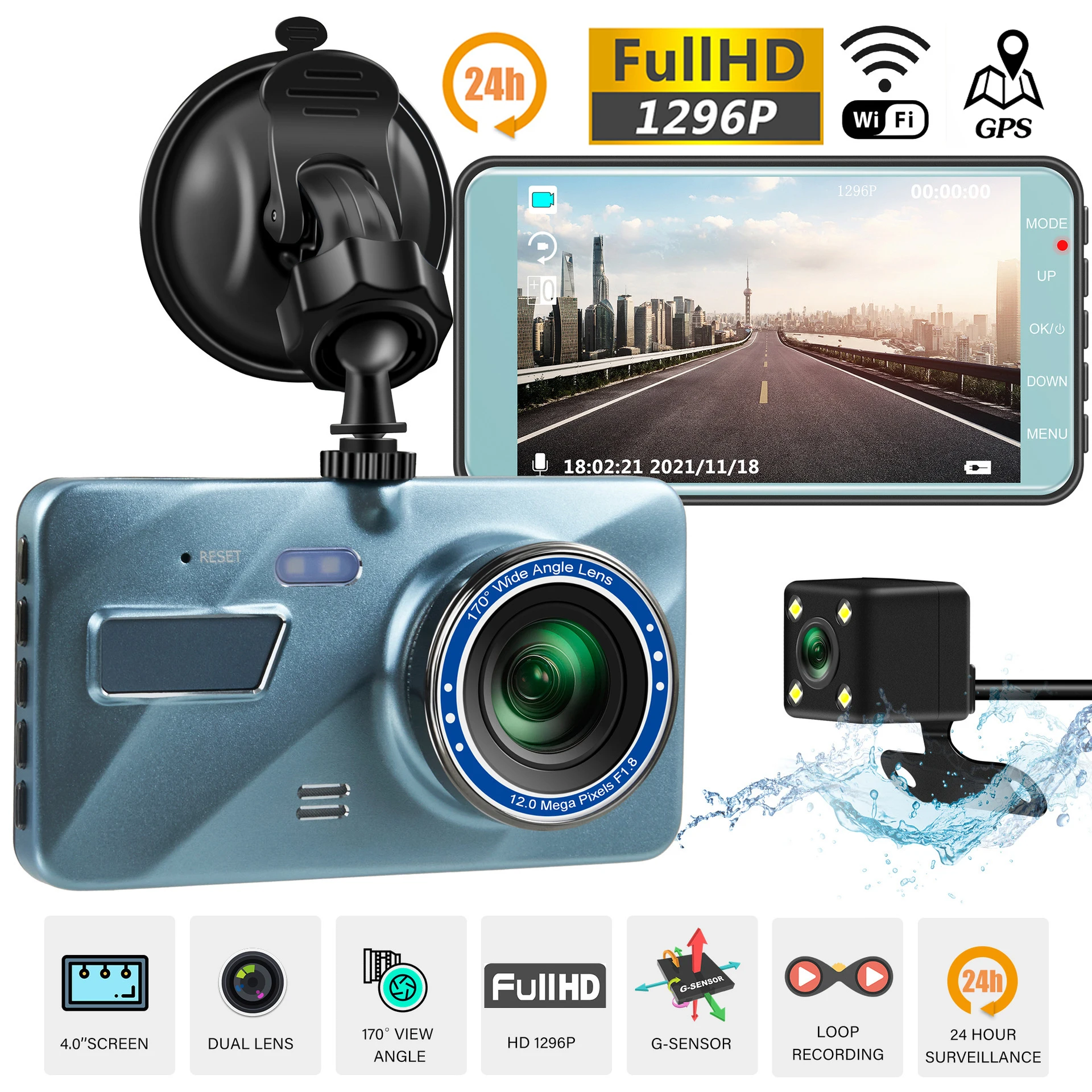 Dash Cam Car DVR WiFi 4.0 Full HD 1080P Rear View Camera Video Recorder Car Accessories Night Vision Black Box Dashcam GPS Track