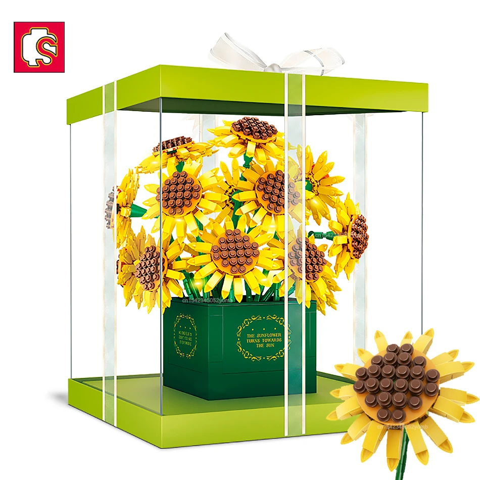 

SEMBO 1848PCS Sunflowers Romantic Flowers Bouquet Building Block Plant Assembly Ideas DIY Bricks Toys Friend for Girl Gifts Box