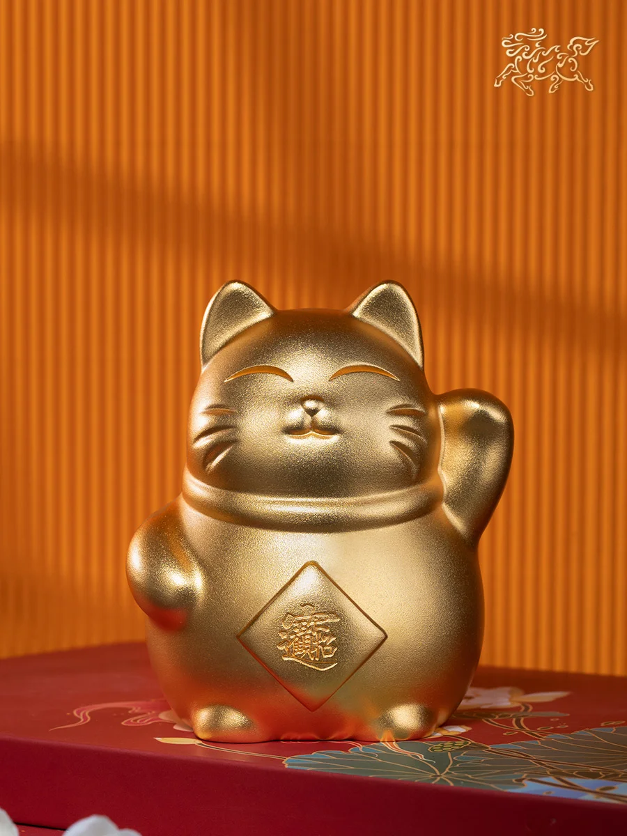 

All Copper Ornaments Lucky Cat (Real Gold Plated) Home Ornament Copper Crafts Ornaments