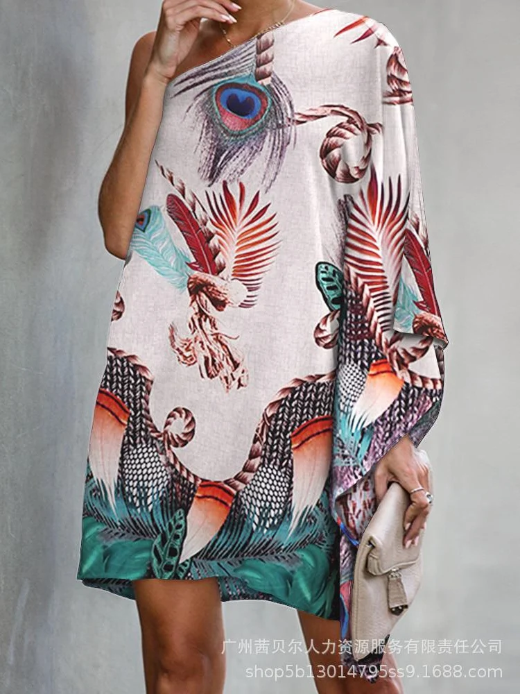 

Mandylandy, женское Элегантное летнее свободное платье-рубашка, модное женское мини-платье Y2K с одним плечом и длинным рукавом, уличная одежда