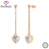 huisept heart shape drop earrings 925 silver jewelry with zircon gemstone earring ornaments for women wedding party bridal gift