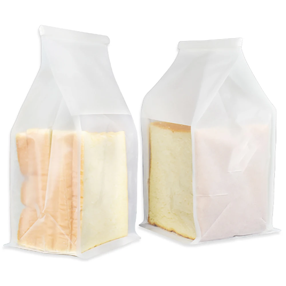 

100PCS Food Grade White Bread Toast Paper Bag Flat Bottom Kraft Packing Wholesale Sandwich Bakery Bags Pouches With Clear Window