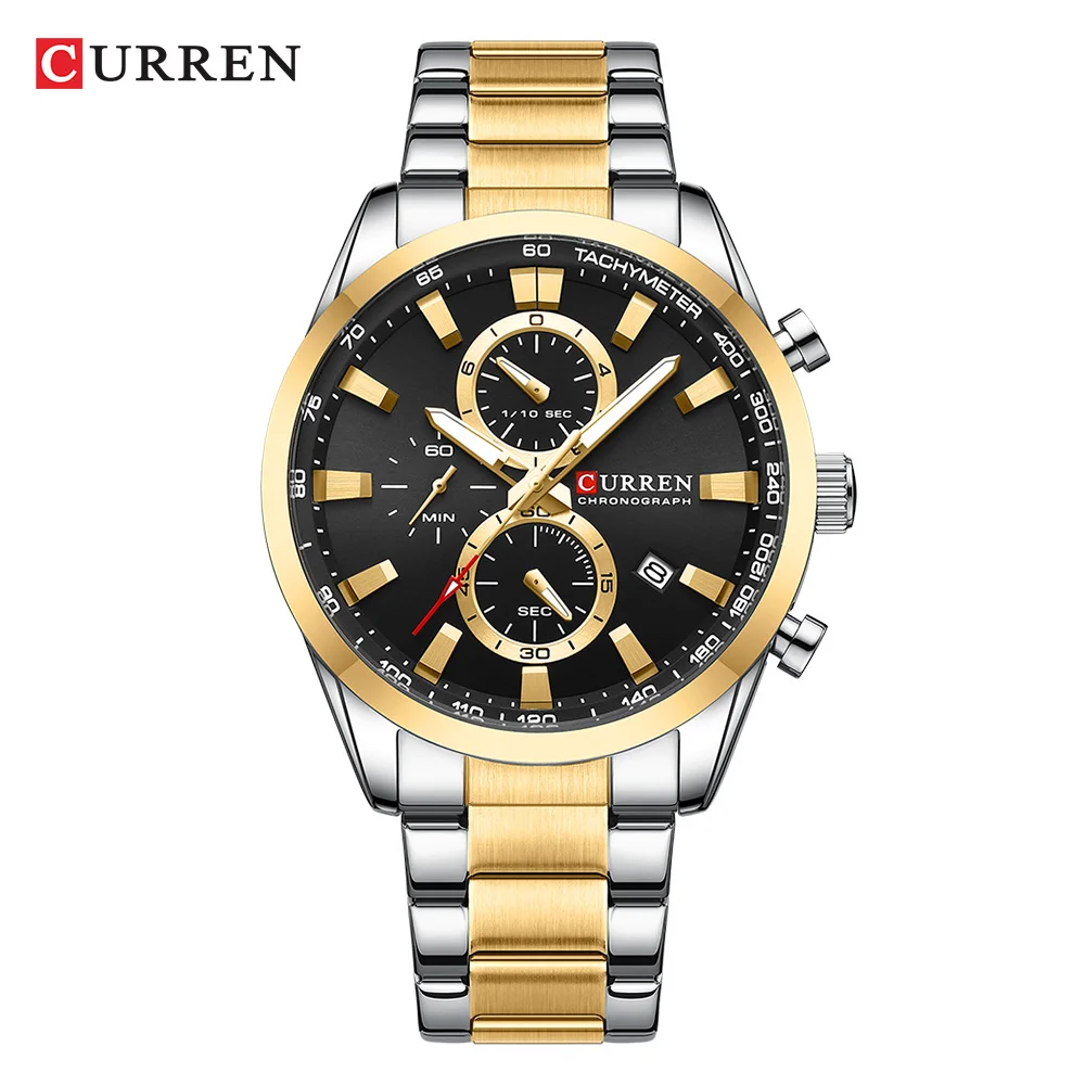 

CURREN Luxury Brand Fashion All Steel Quartz Man Watch Sport Chronograph Waterproof Wristwatch With Date Male Clock Reloj Hombre