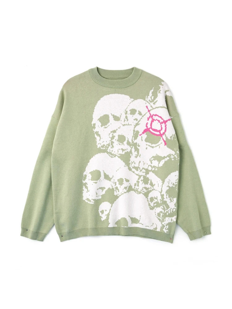 

Уличный свитер Y2K в стиле ретро на осень и зиму, Свободный вязаный пуловер с круглым вырезом и длинным рукавом, топы