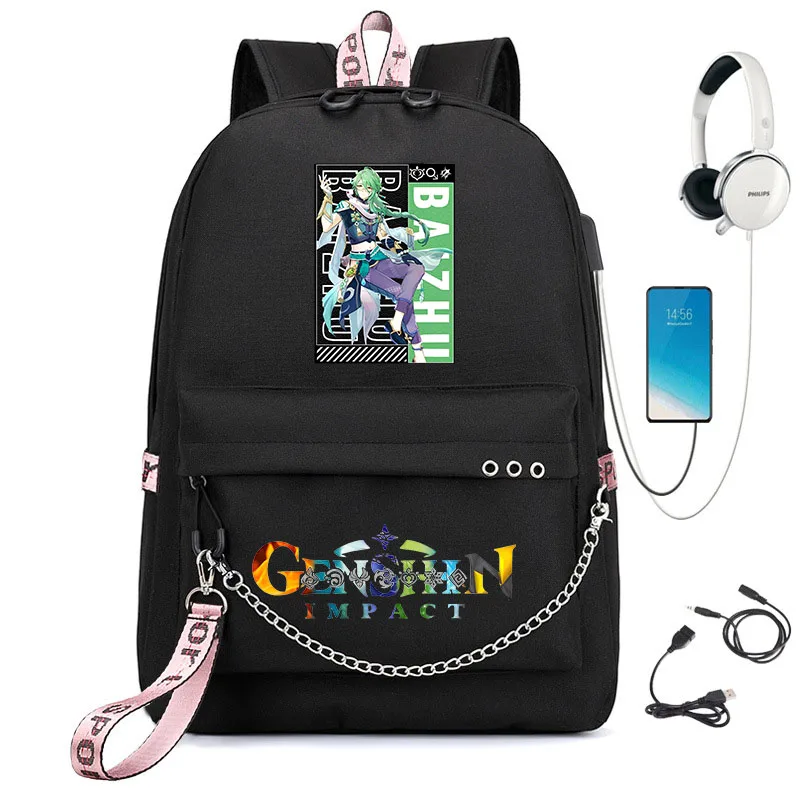 

Genshin Impact Children's Backpack Cartoon Outdoor Travel Bag Printed Backpack Youth Student School Bag Leisure Bag