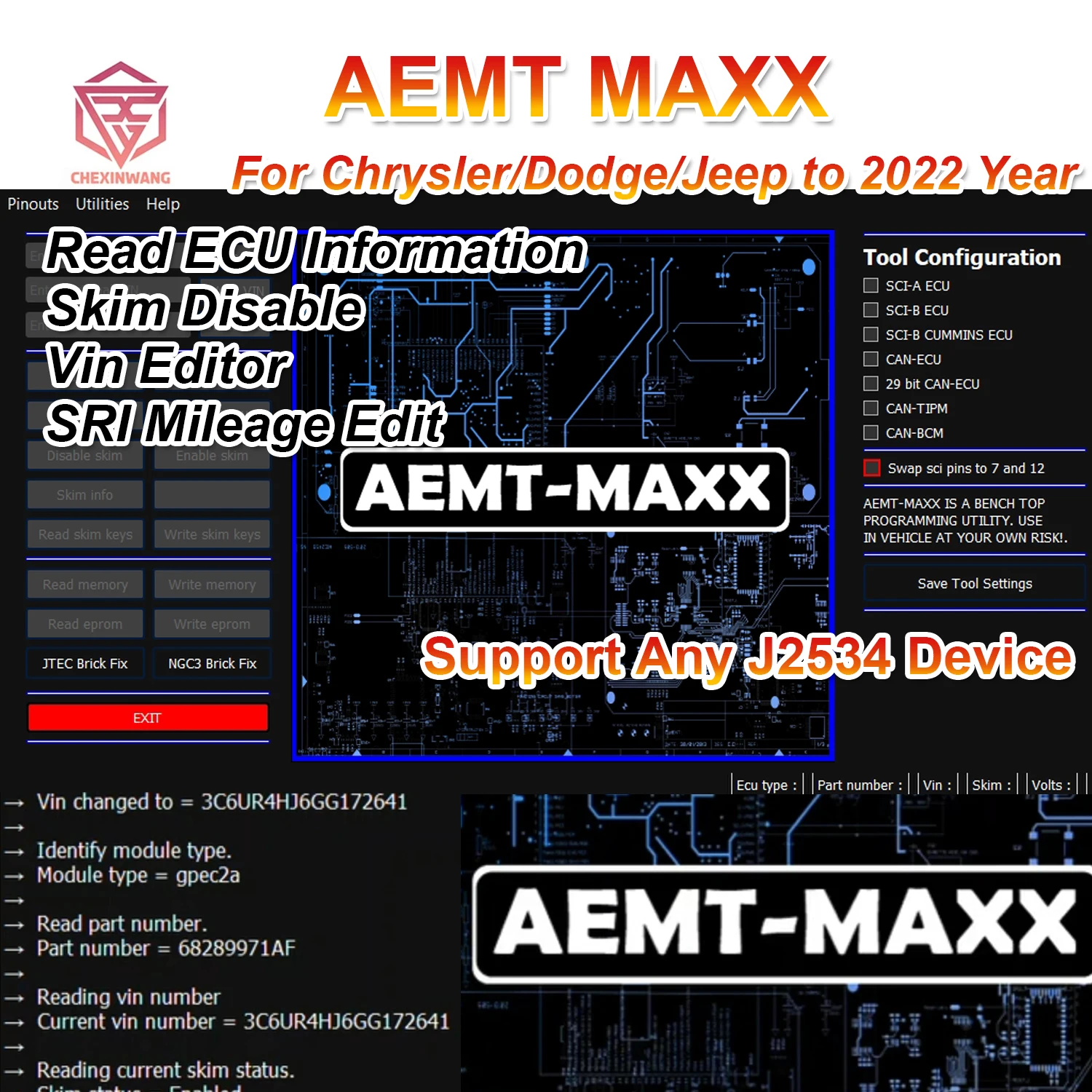 Программа AEMT MAXX для Chrysler VIN Editor PCMs Edit Skim Security Использование GPEC Chrysler/Dodge/Jeep Gas Diesel 2022
