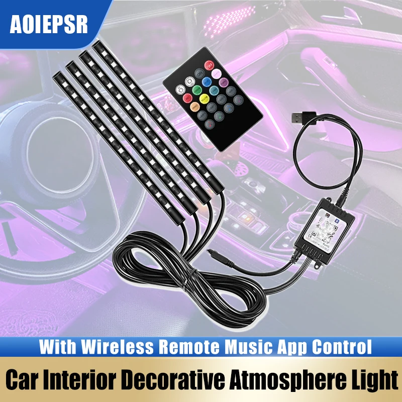 

Neon Led Strip Car Interior Lighting Ambient Lights With USB Cigarette Lighter Backlight Music Control Auto Decoration Lights