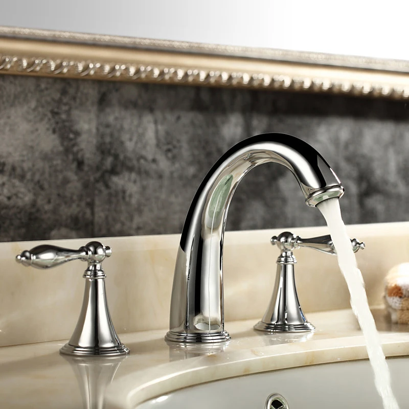 

Европейский античный смеситель в стиле ретро смеситель для раковины Смеситель для ванной комнаты Смесители для холодной и горячей воды Двойная ручка три отверстия латунь