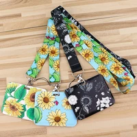 sunflower neck strap lanyard for key chain id card cell phone strap rope usb badge holder diy lariat lanyard hanging rope