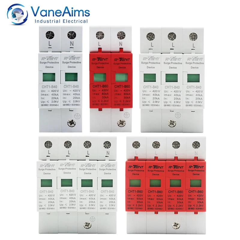 AC SPD 2P 3P 4P 20kA-40kA 30kA-60kA AC420V бытовой молниеносный стабилизатор напряжения молниеотвод для солнечной фотогальванической системы