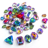 clothing accessories mixed shape mix colors ab shiny glass crystal sewing on rhinestones for dressgarmentshoes